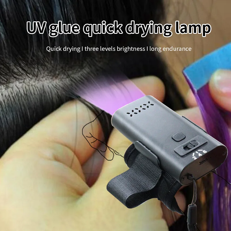 Wrist Mount Mini UV Purple Curing Light Rechargeable Portable For Salon Hair Extension Adhesive Cure