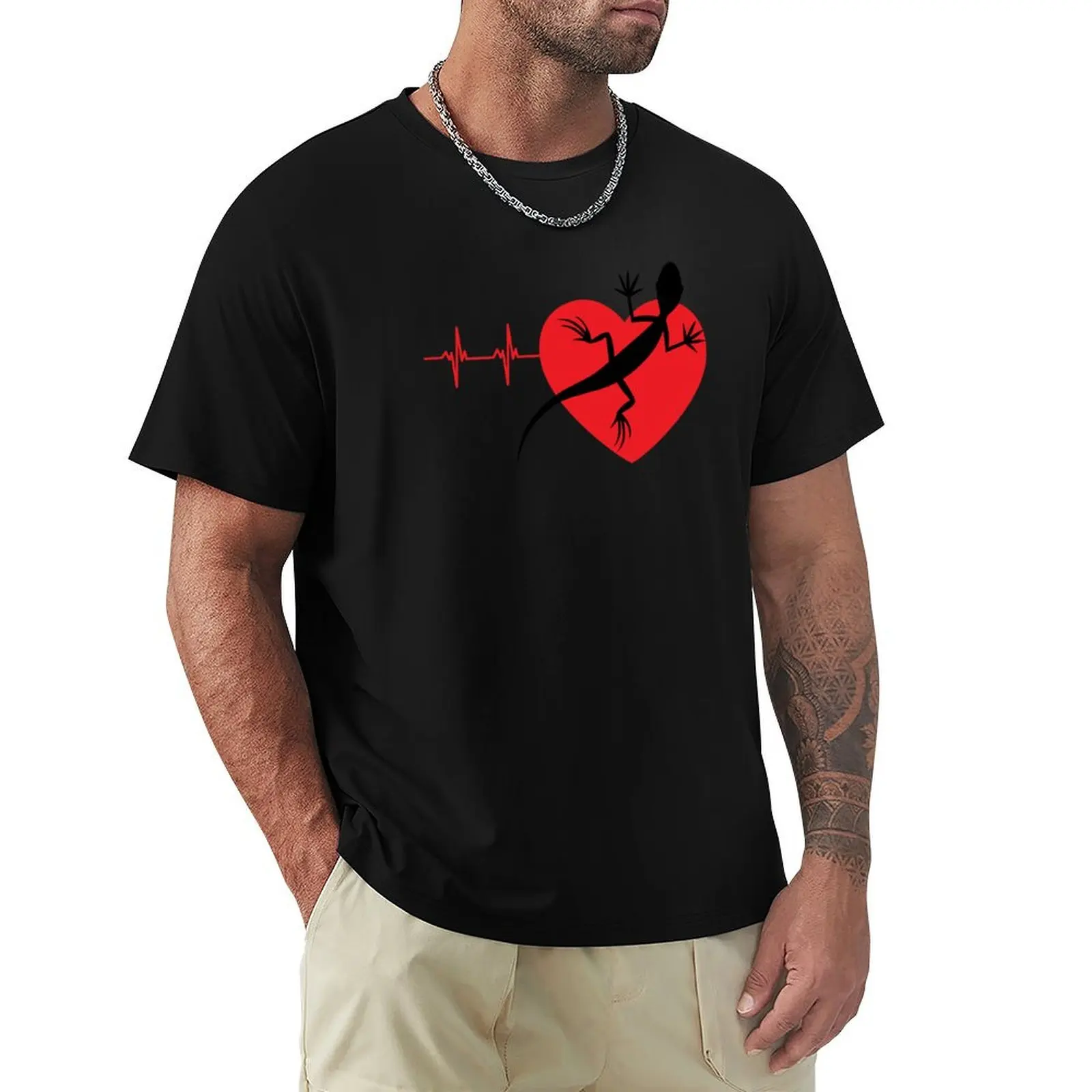 

Red heart pulse lizard gift for lizard lover Lizard keeper T-Shirt vintage anime shirt Blouse funny t shirts for men