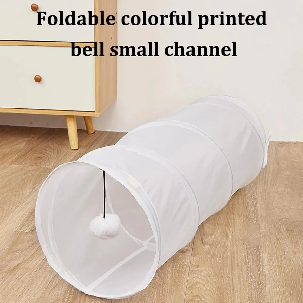 1PC Two-way Retractable Cat Tunnel Toy Cat Interactive Self Hi Ring Paper Foldable Bell Single Layer ( Random Color)