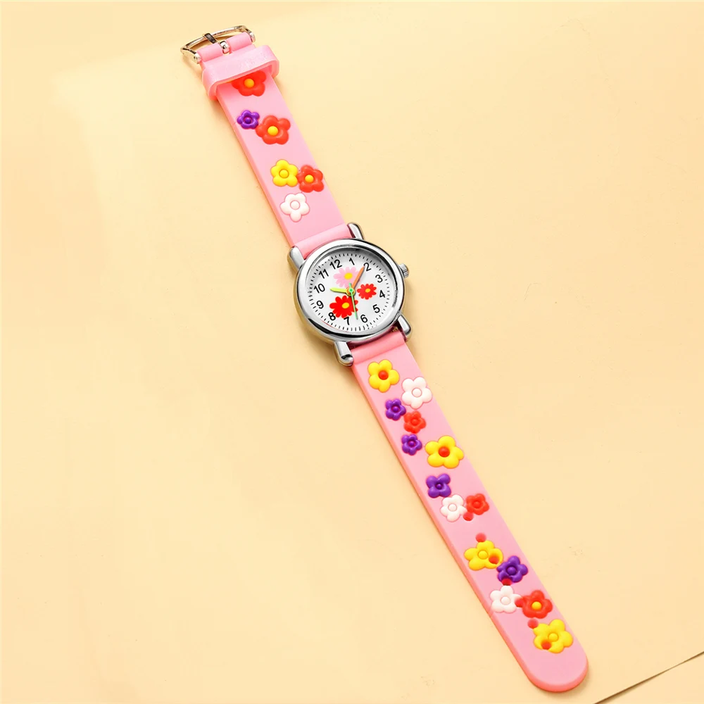 cute sweet flower pattern silicone band Children's cartoon watch