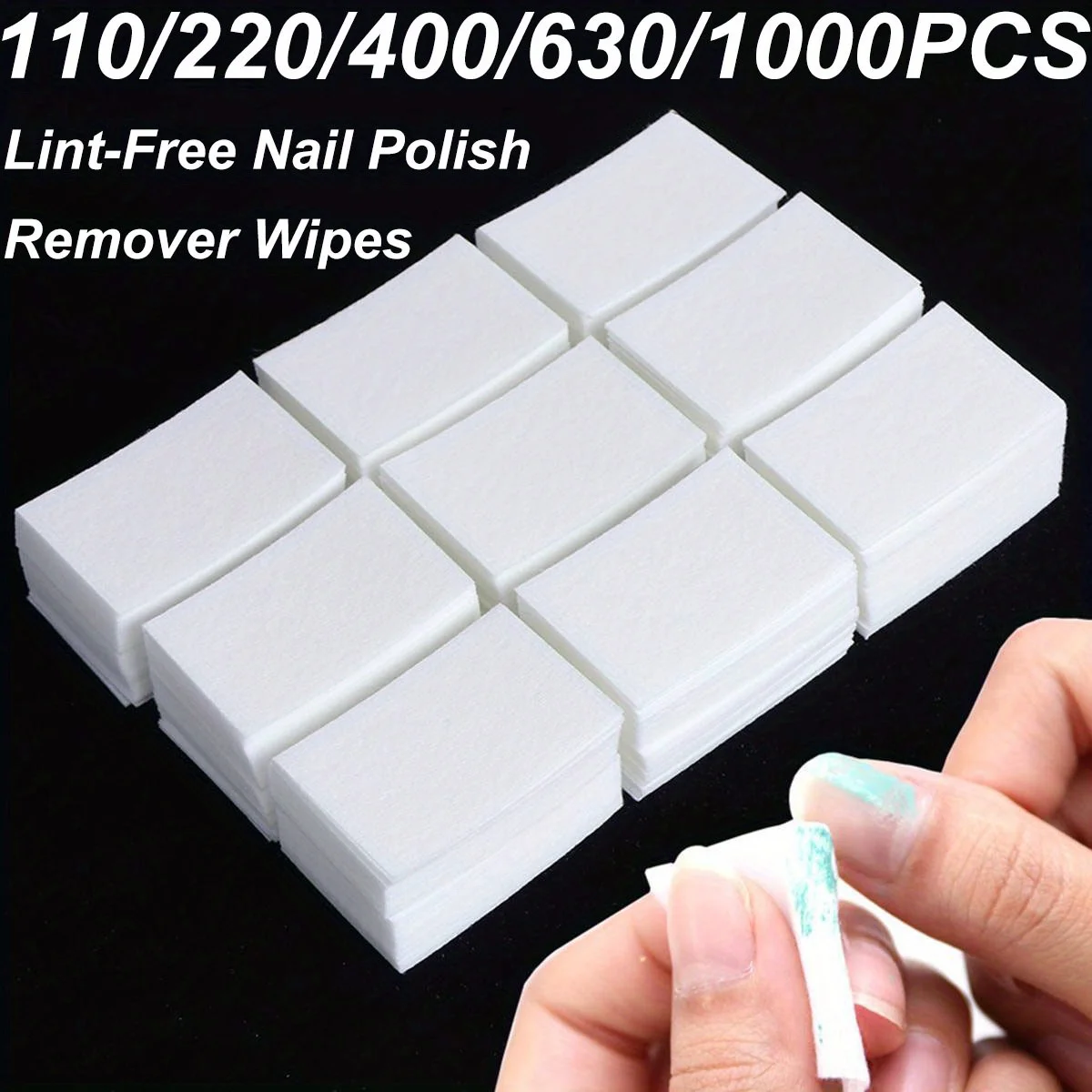 110–1000 Stück Nageltücher, Wattepads, Gel-Nagellack, Acryl-Entferner, fusselfreie Baumwoll-Nageltücher