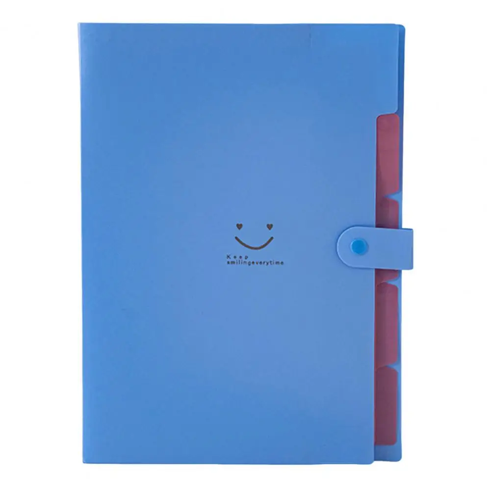 File Organizer A4 Size Document Filing Folder with 4 Pages 5 Layers Reinforced Plastic Snap Closure File Sorter