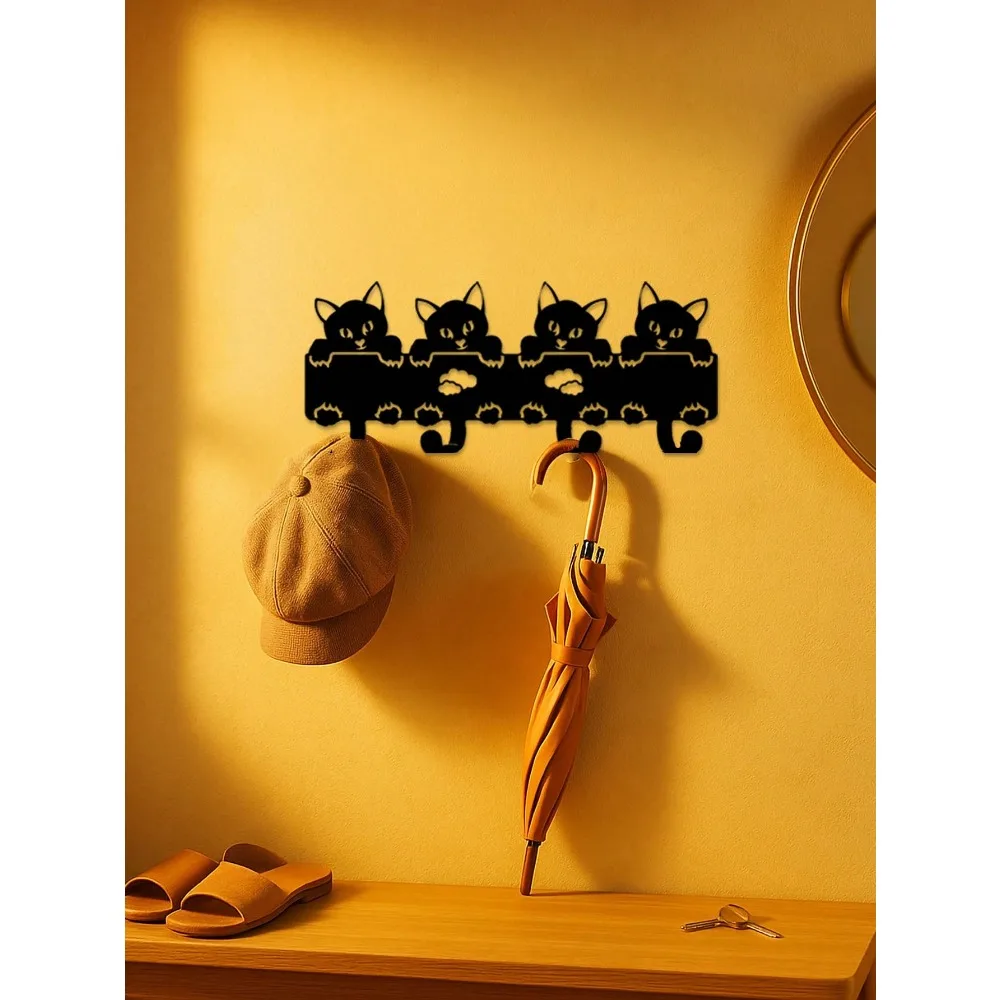 منظم حائط معدني أسود صناعي، ديكور المنزل/غرفة النوم/المدخل، هدية عيد الميلاد/الهالوين #1