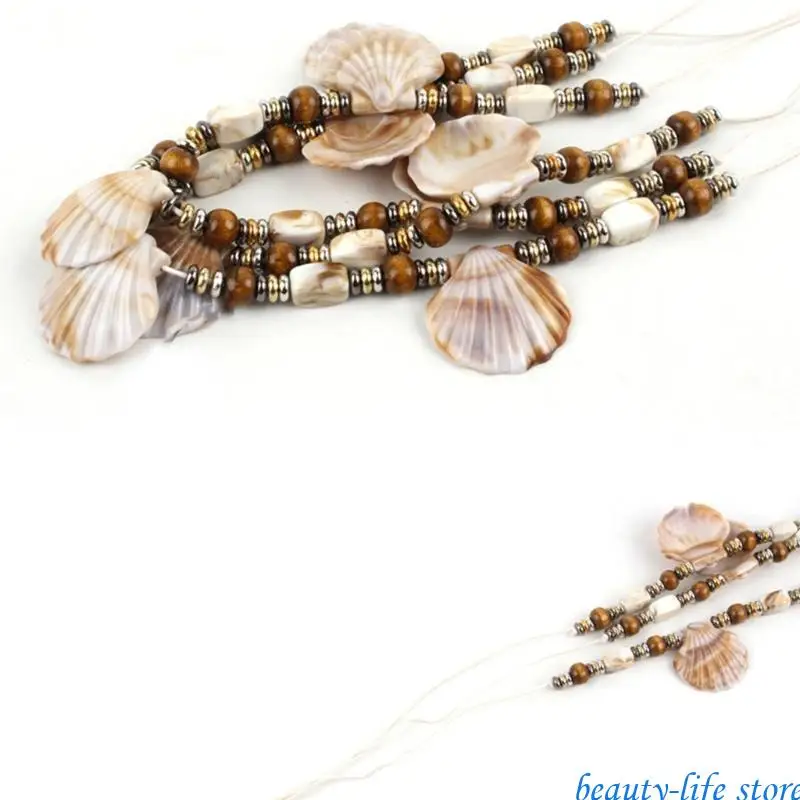 

Vacation Hat Band Replacement for Straw Hat Beaded Hat Band with Sea Shell Ethnic Hat Belt Decorative Rope 517D