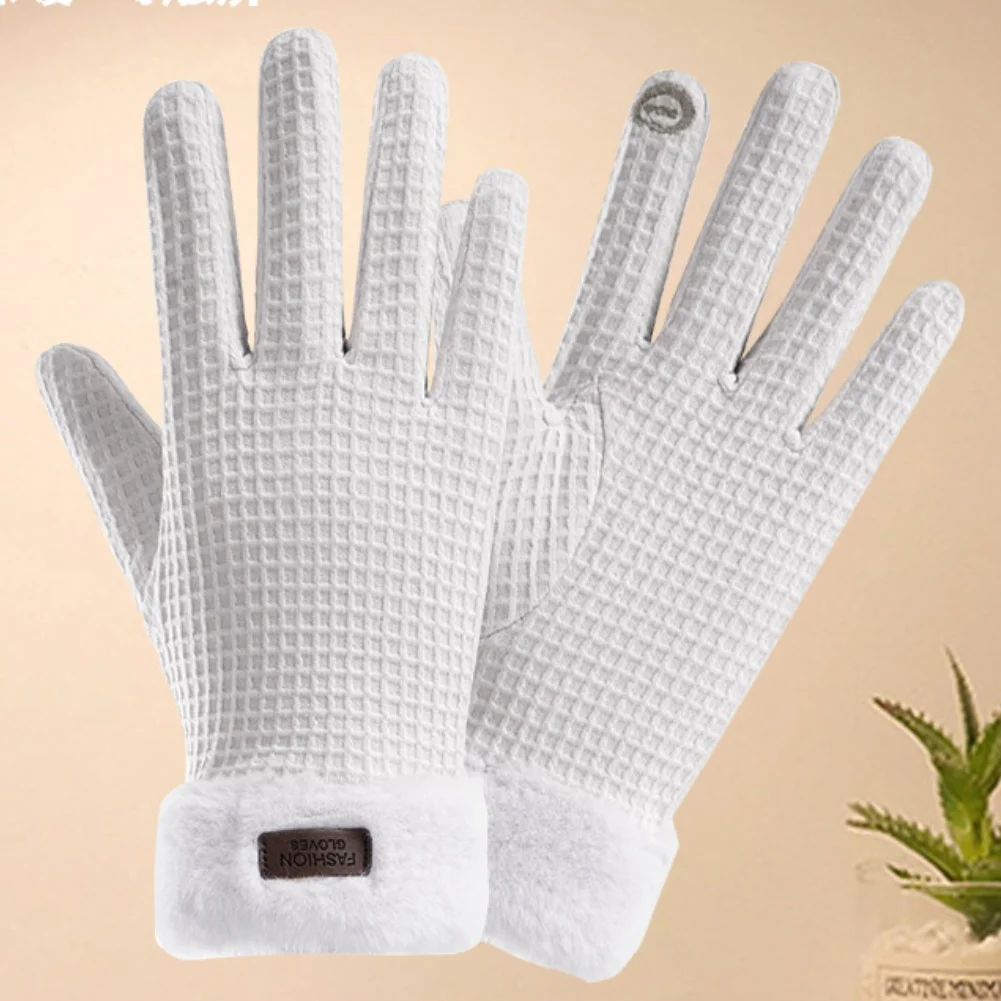 

Зимние перчатки для женщин с сенсорными кончиками пальцев, флисовой подкладкой, для вождения, велоспорта и активного отдыха на открытом воздухе