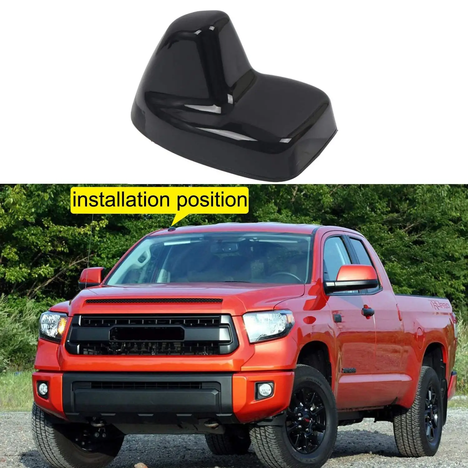 Car Roof Top Shark Fin Antenna Cover Cap Decor Trim for Toyota-Tundra 2014-2021 Accessories, Black