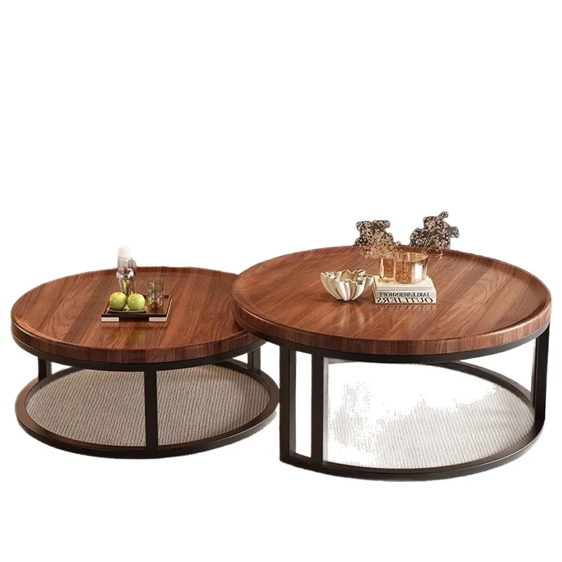 

Coffee table living room, light luxury home, minimalist small apartment, balcony, round coffee table combination