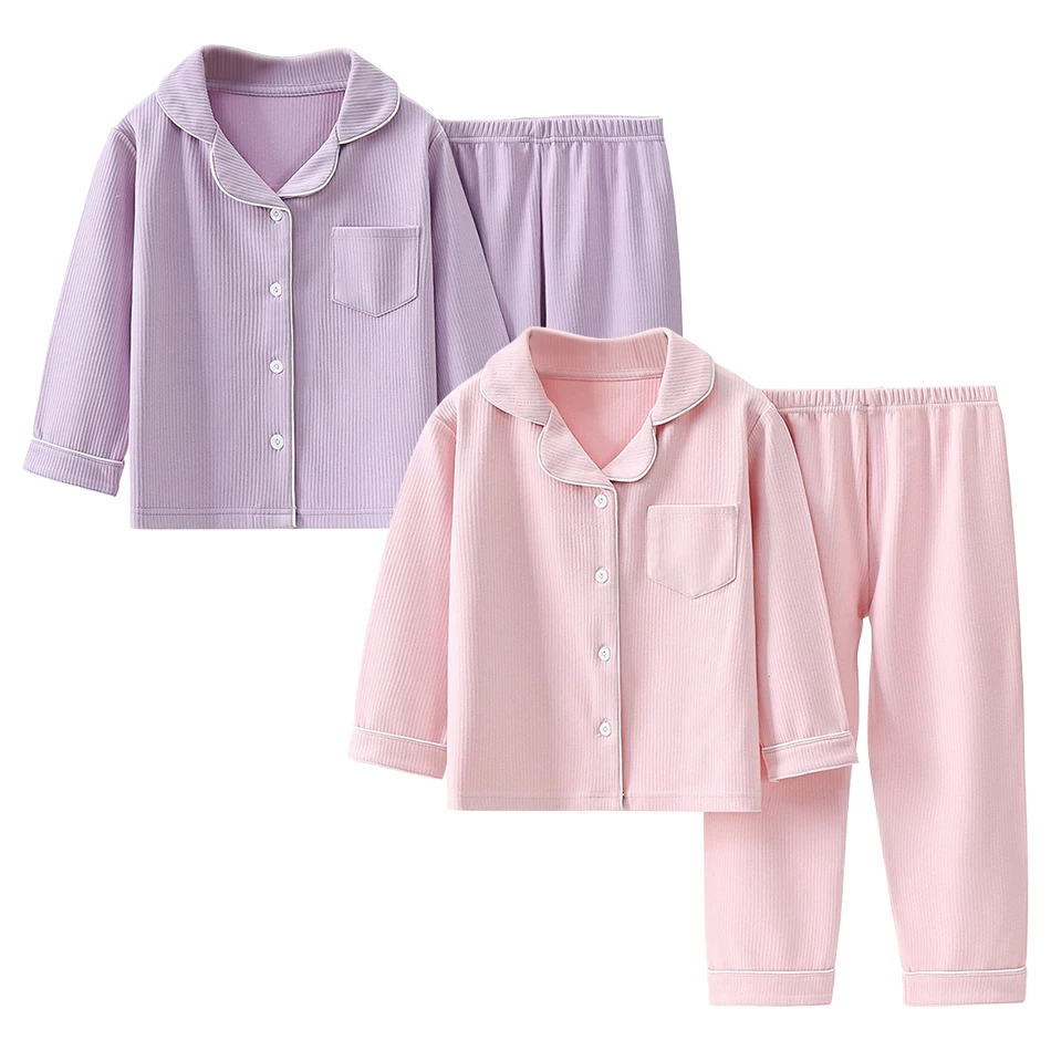 Elegant Comfortable Children Sleepwear Set Long Sleeve Two-Piece Suit Boys and Girls  Autumn and Winter Warm Pajama Sets