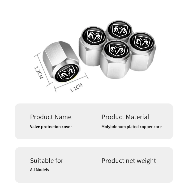 Tampa da válvula do pneu para Dodge Journey, carregador, Challenger calibre, Nitro Durango, Avenger, Dart Caravan, Ram-1500, 5pcs