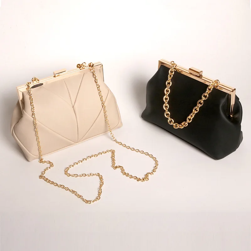 Women'S Evening Bag Fashion Clutch Dress Accessories Metal Chain Shoulder Bag PU Leather Dinner Bag Handbags Lipstick Key Bag