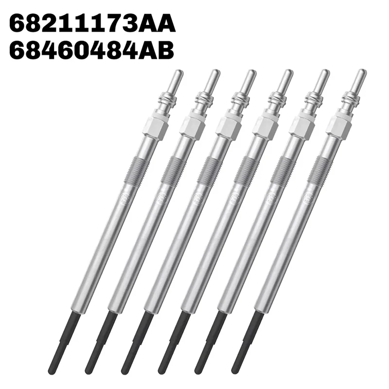 6Pcs Glow Plug Set For Jeep Grand Cherokee EXF EXN RAM 1500 Ecodiesel 3.0 L630 A630, 68211173AA, 68460484AB