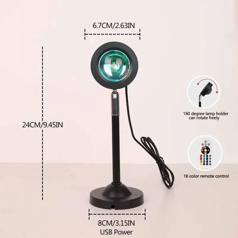 USB Sunset Light LED Rainbow Neon Night Lamp Sunset Projector Self Photography Light Wall Atmosphere Lighting For Bedroom Decor