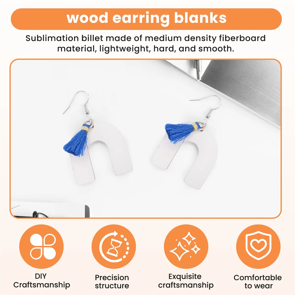 ABQR 300Pcs 승화 빈 제품, 60Pcs 승화 귀걸이 빈, 귀걸이 후크, 디자인 귀걸이 만들기 용품