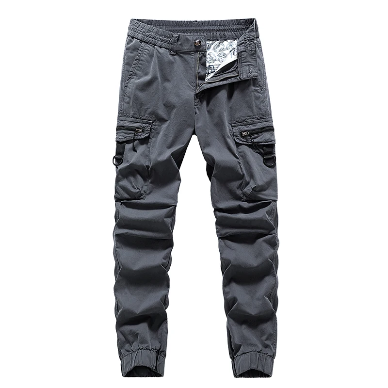 

Men's Faionable Multi-ket Dstring Loose Straight Leg Work Pants Casual Breathable Cotton Polyester Spring Autumn