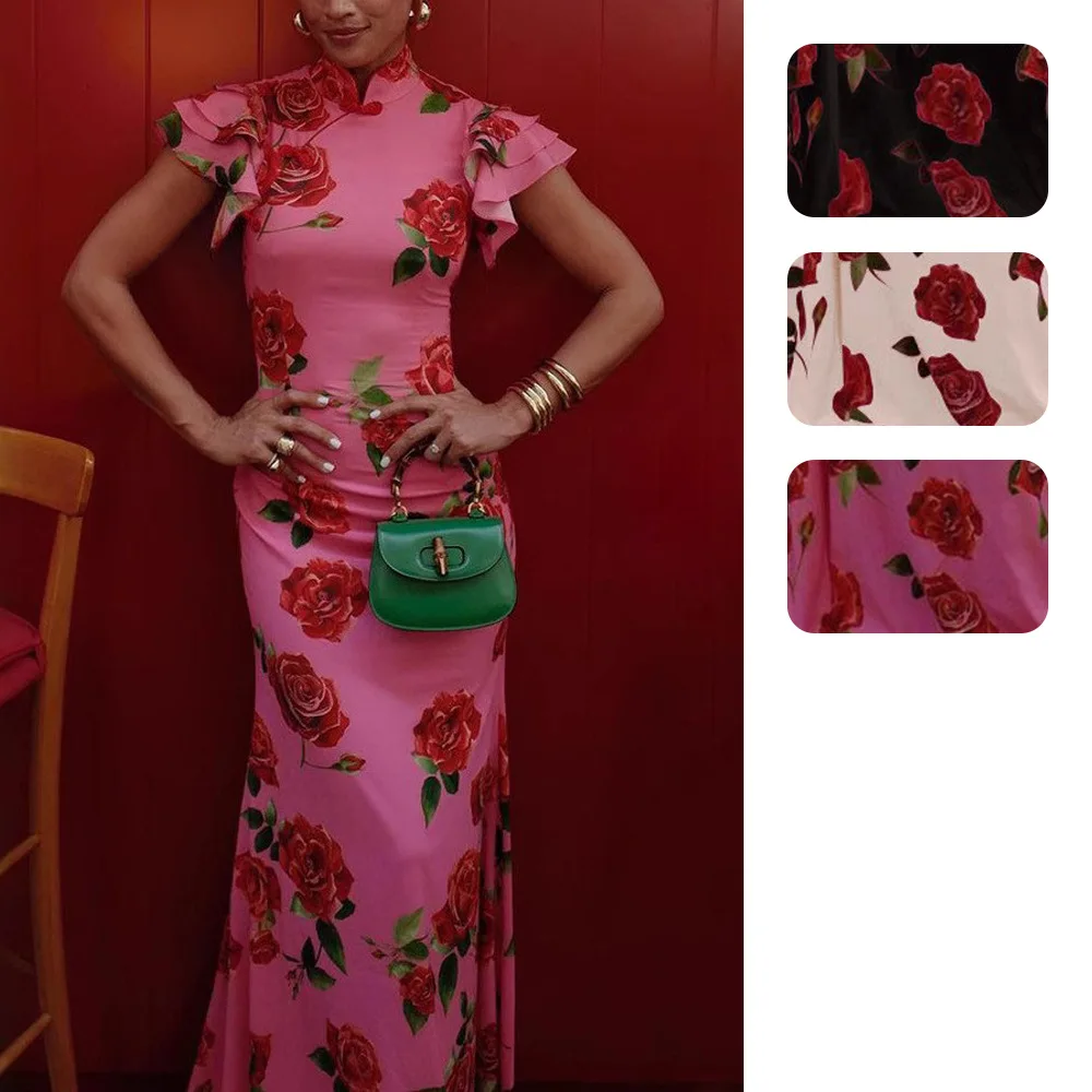 

2026 Cross border women's new sleeveless casual printed dress with Chinese style new Chinese qipao