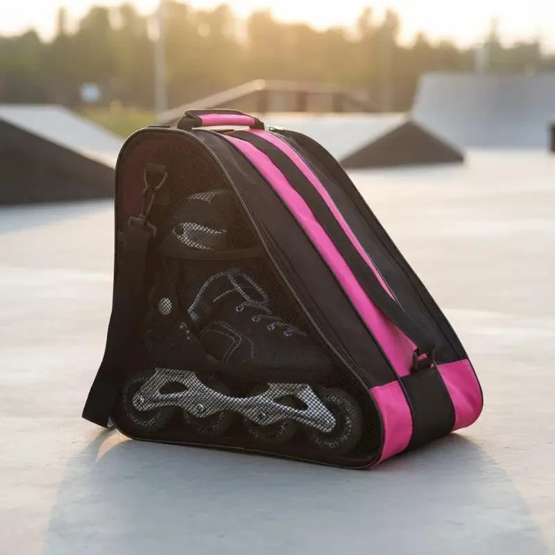 Bolsa de Almacenamiento para Patines de Ruedas de Tela Oxford, Bolsa de Transporte Portátil Transpirable de 3 Capas de Gran Capacidad para Patines de Hielo