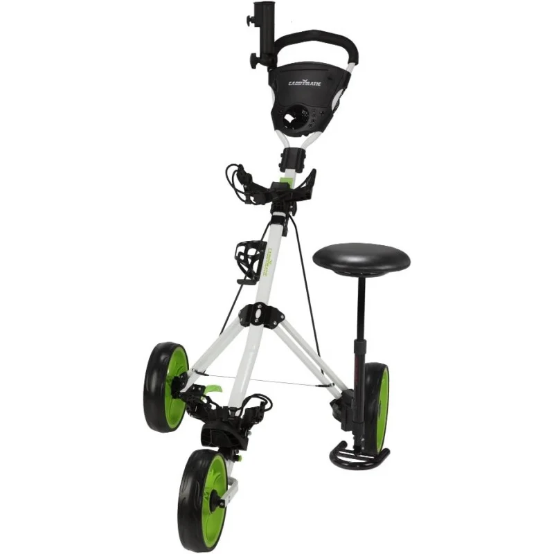 Aqgolf X-EME 3 wheel push/pull golf cart with seat white/green