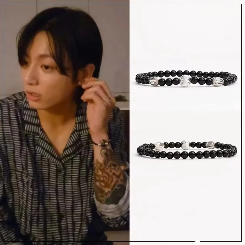 2024 Korean Wave New JUNGKOOK Same Black Bracelet Fashion Trend Men\'s and Women\'s Accessories Jewelry Couple Gift