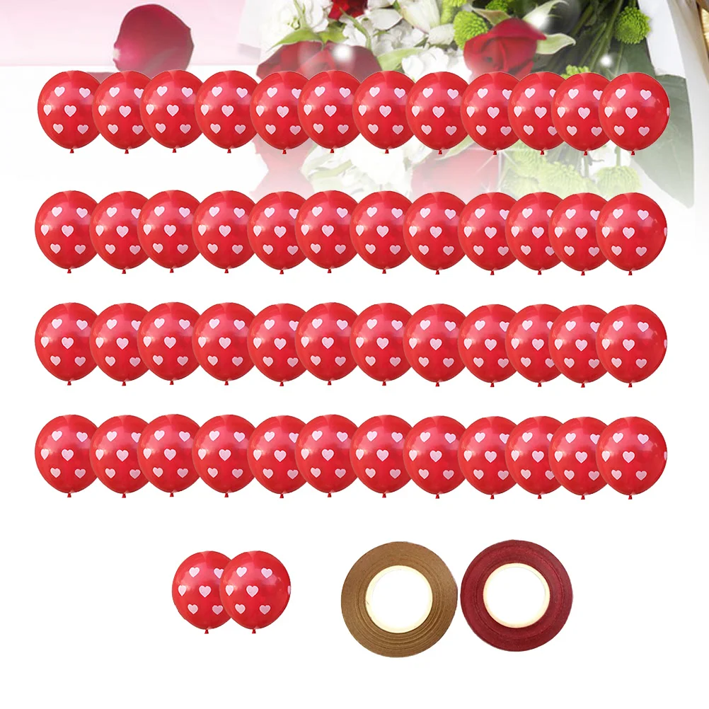 

50pcs 12 Inch Red White Heart Print Balloon Decor For Valentine Wedding Party Festival Shower Bridal Shower Photo Backdrop