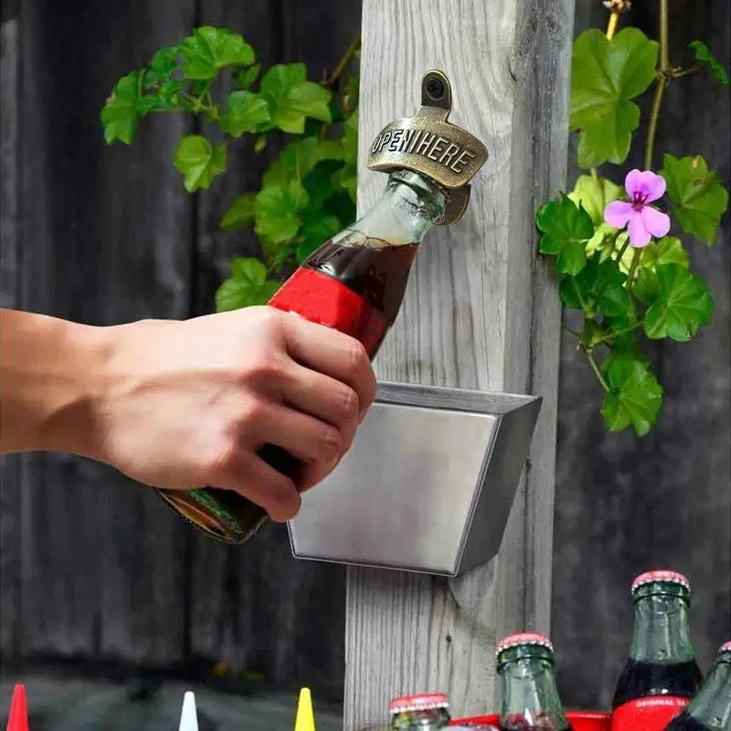 Zinc Alloy Wall Bottle Opener Beer Retro Alloy Wall Mounted Beer Bottle Opener Kitchen Decor