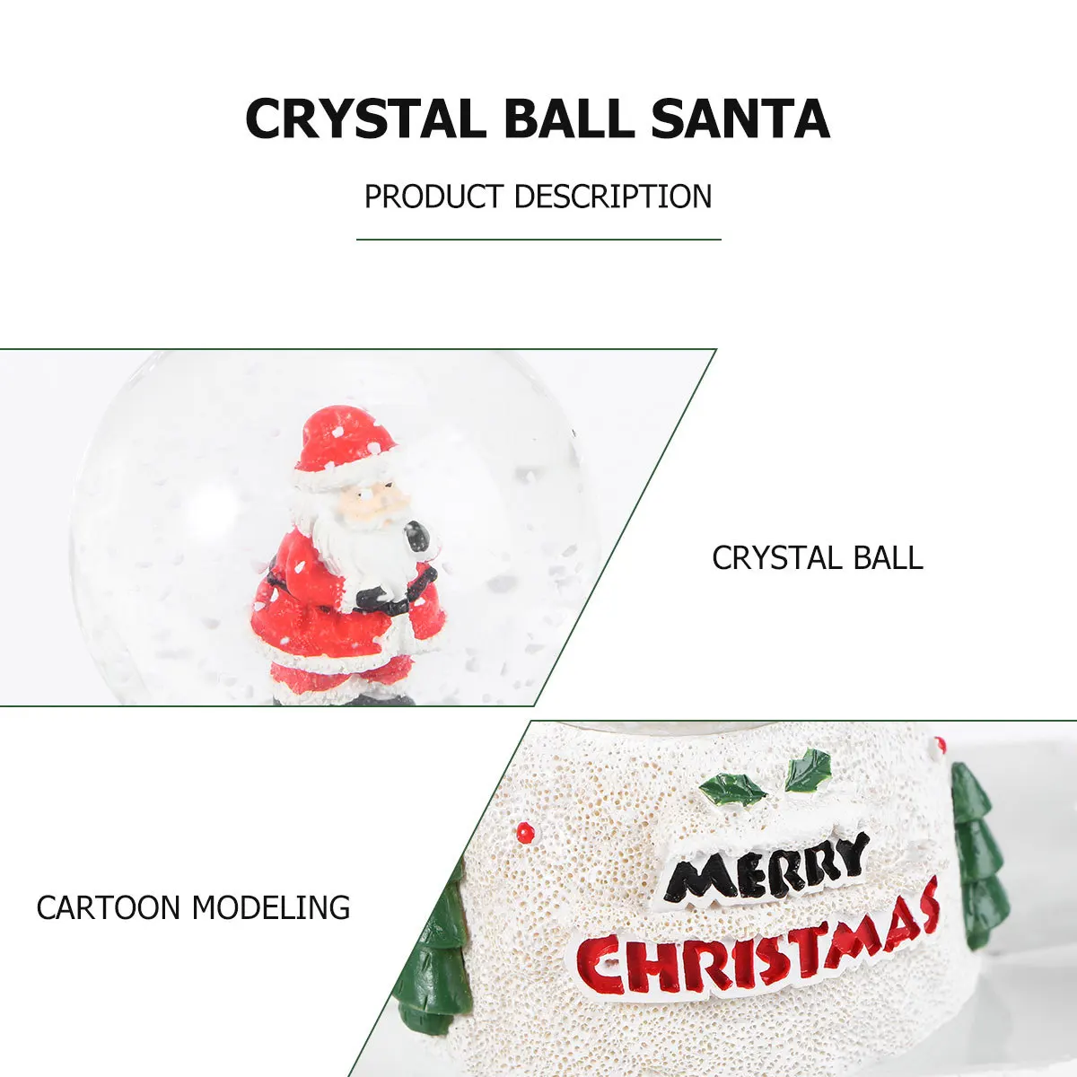 

1Pcs Santa Claus Christmas Party Ornament Luminous Desktop Crystal Ball Decor Festive Decoration for Crystal Ball Santa
