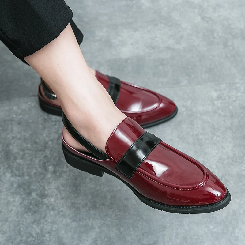 

Модные красные банкетные модельные туфли с острым носком, мужские блестящие кожаные туфли для собеседования, мужская деловая повседневная обувь, универсальная