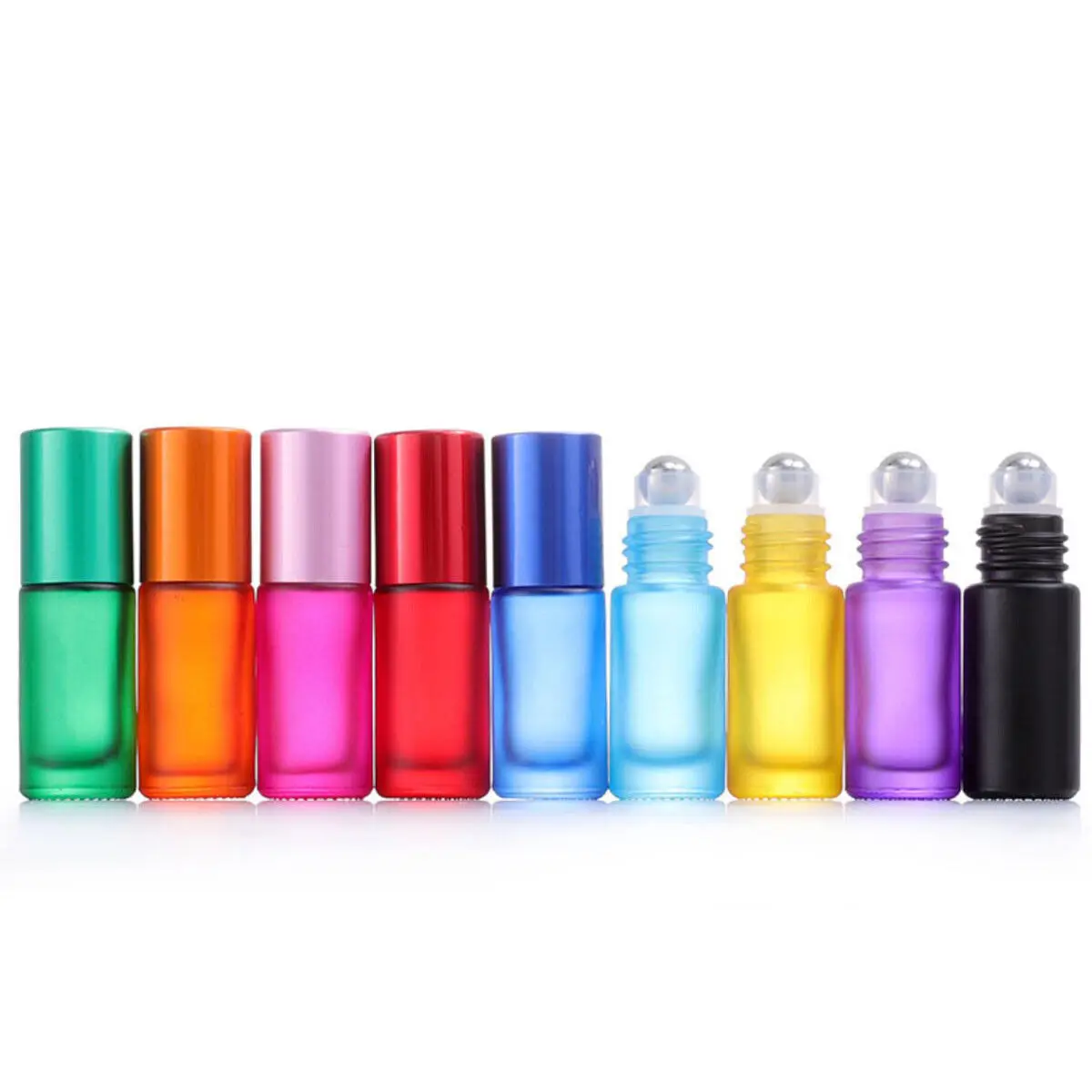 Botella enrollable de vidrio mate esmerilado, viales de bola de rodillo de aceites esenciales para Perfume, aromaterapia, viaje recargable
