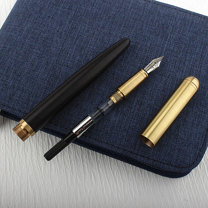 Imagem -05 - Luxo Qualidade Red Wood Fountain Pen Latão Cobre Caligrafia Golden m Nib Tink Pen Business Office School Supplies