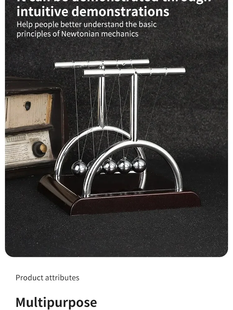 Newtons Wiege, Balance, Stahlkugel, Lehrmittel, Physik, Wissenschaft, Pendel, Desktop-Spielzeug, Stressabbau, Geschenke, Heimdekoration – Detail 3
