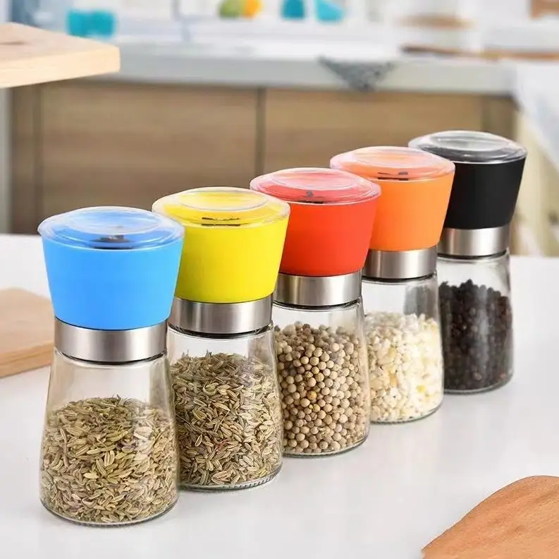 Salts and Pepper mill grinder Glass Pepper grinders Shaker Salt Container Condiment Jar Holder ceramic grinding bottles ni125