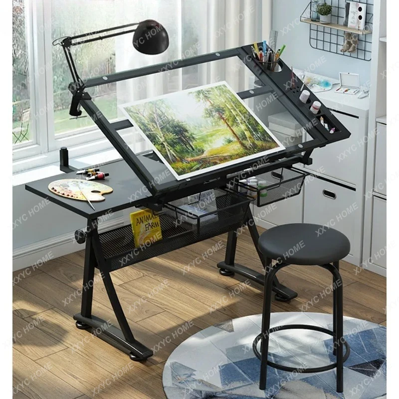 

LXGlass liftable table calligraphy painting art workbench table