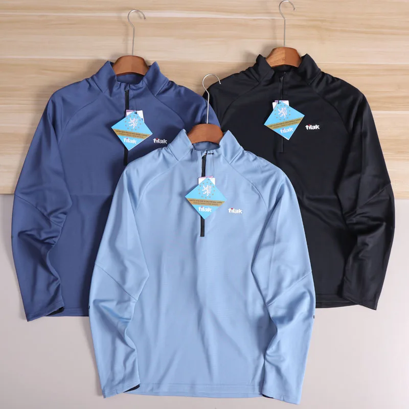 

Мужская футболка Long Sve, дышащая, Qui Dry Color f, с открытым воротником, спортивный топ на открытом воздухе, подставка для тела...