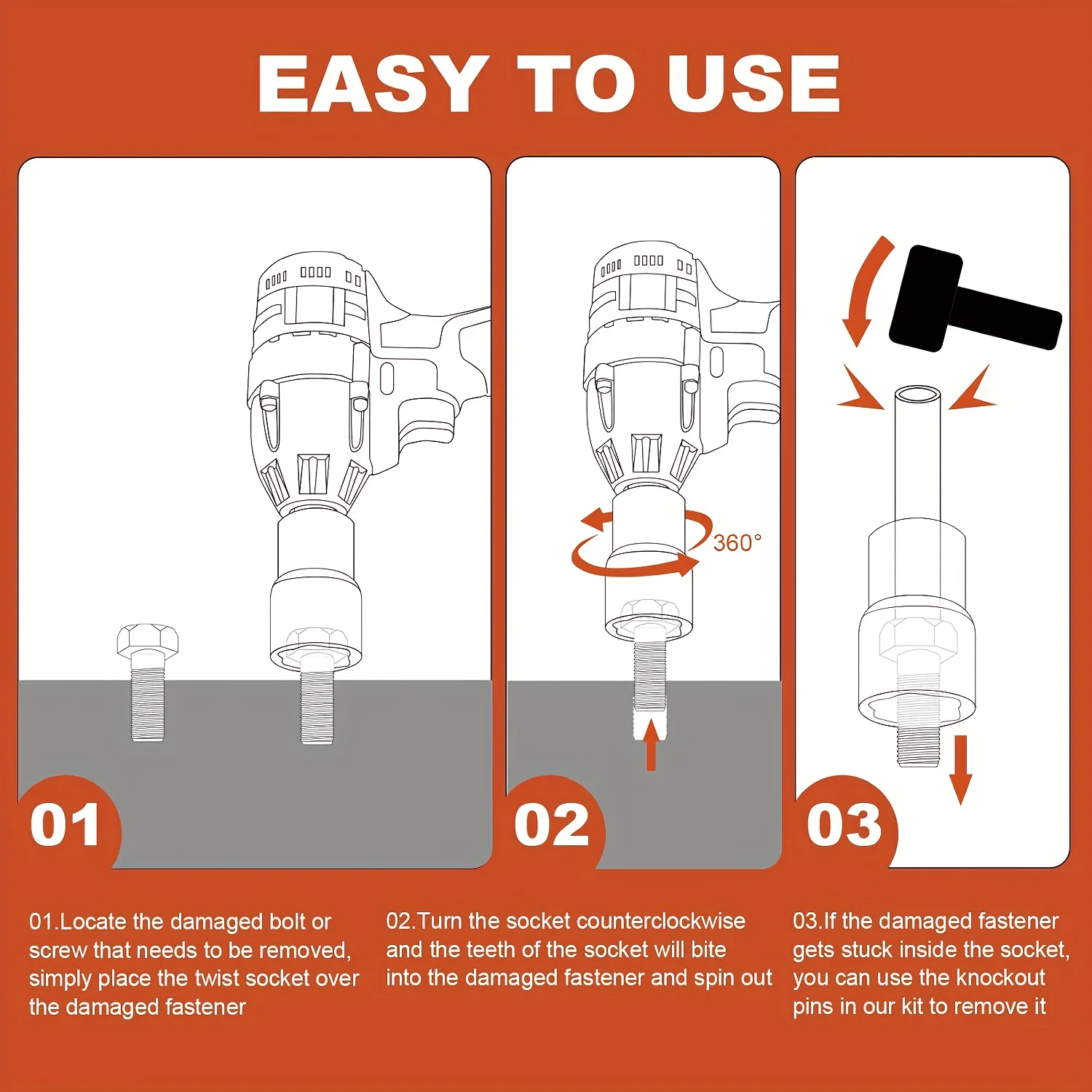5 قطعة مقبس التصادم الترباس النازع Cr-Mo الصلب العروة الجوز أداة إزالة الصواميل عدة 1/2 "محرك 17/19/21/22 مللي متر قفل العجلة لسيارة شاحنة SUV