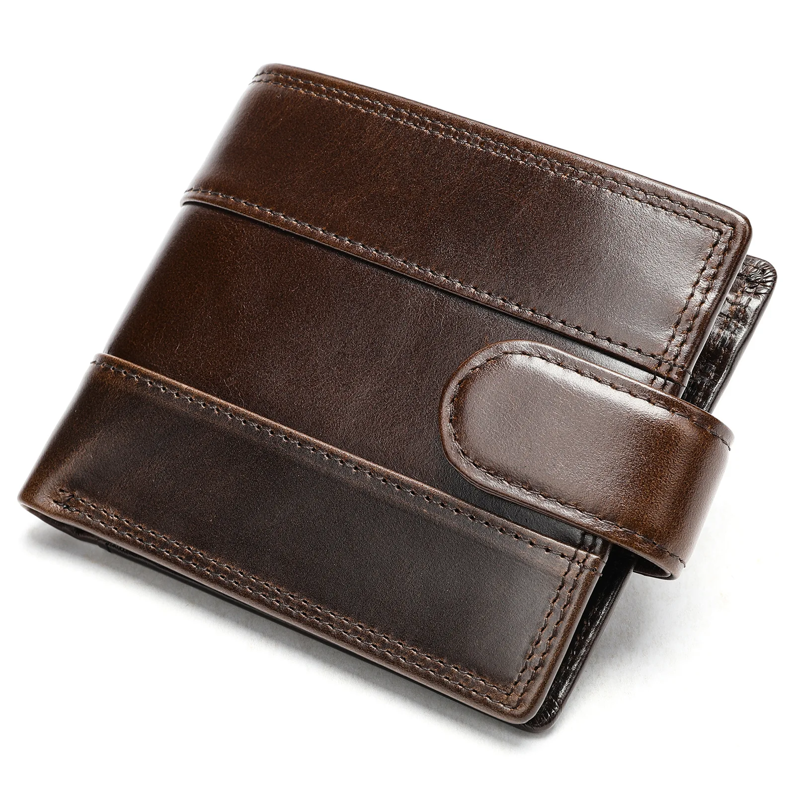 Vintage Men's Leather Wallet with Multiple Card Slots and Large Capacity
