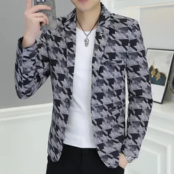 Main Product 2024 Hot New Korean Pattern Suit for Young Men Slim Casual Small Suit Formal Single West Coat Coat Men