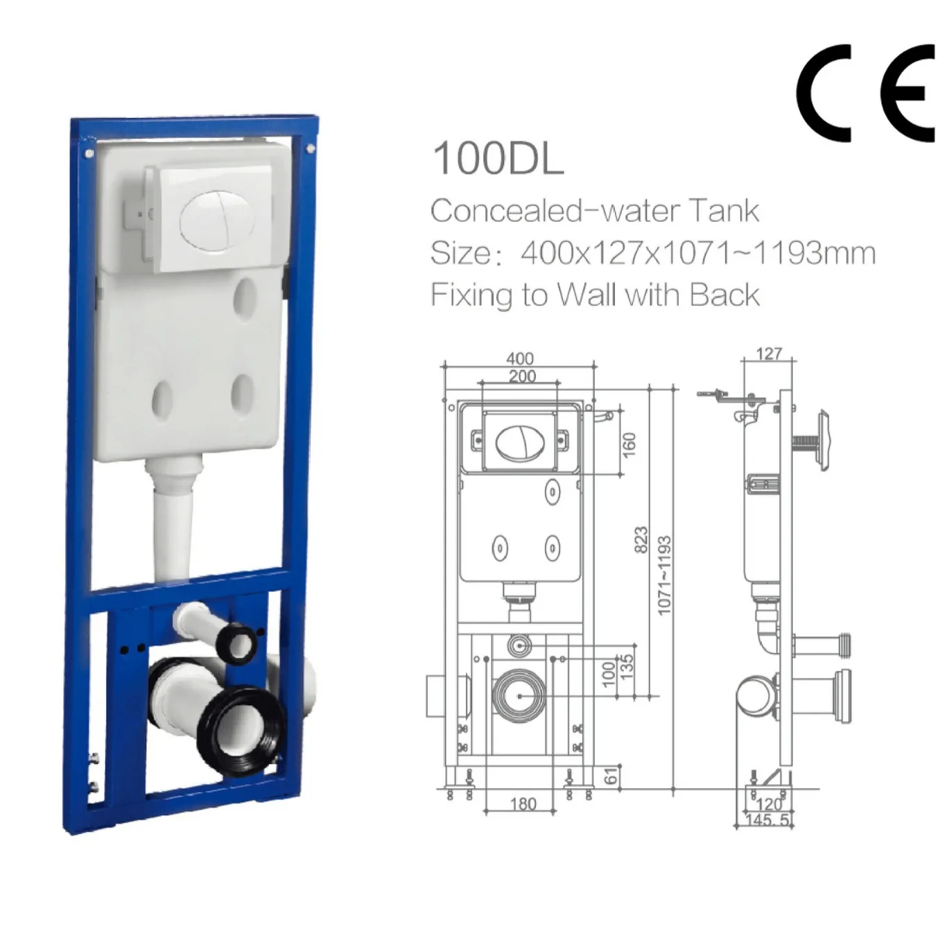Wall Concealed Tank Concealed Toilet Tank Carrier System