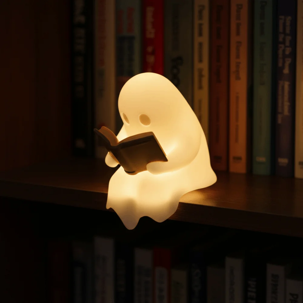 LED Warm Light Halloween Ghost Reading Lamp Energy-efficient Low-energy-consumption Ghost Reading Desktop Ornament Plastic