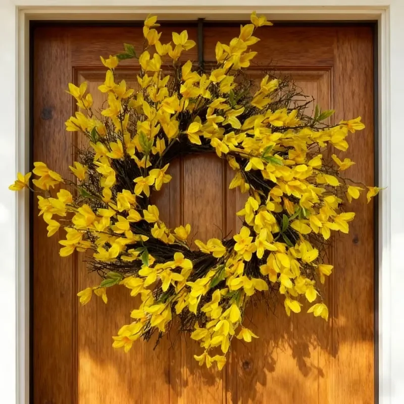 Spring Wreath Artificial Flower Door Decoration Lintel Wall Hanging Home Wedding Floral Decor Pendant Fake Flowers for Front