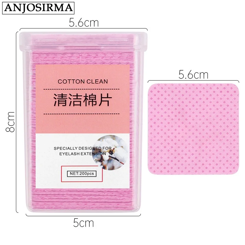 ANJOSIRMA 200 pcs of pink fluffy free paper cotton wipes for eyelash extension pad remover cleaning, oral makeup tool cleaning