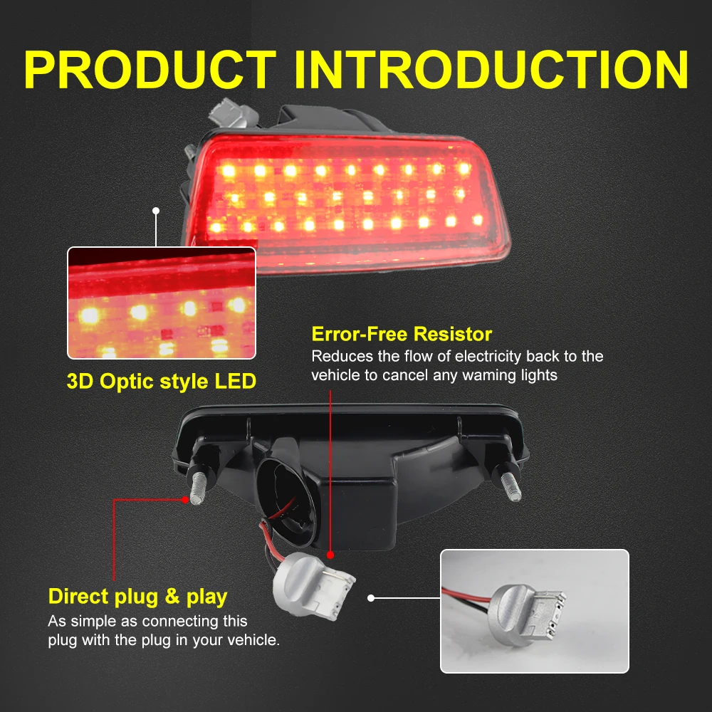 

1PC Nissan Rogue Murano Juke LED Rear Bumper Fog Light Third Brake Stop Tail Lamp Assembly Red Lens Replacement 26580-ED50A