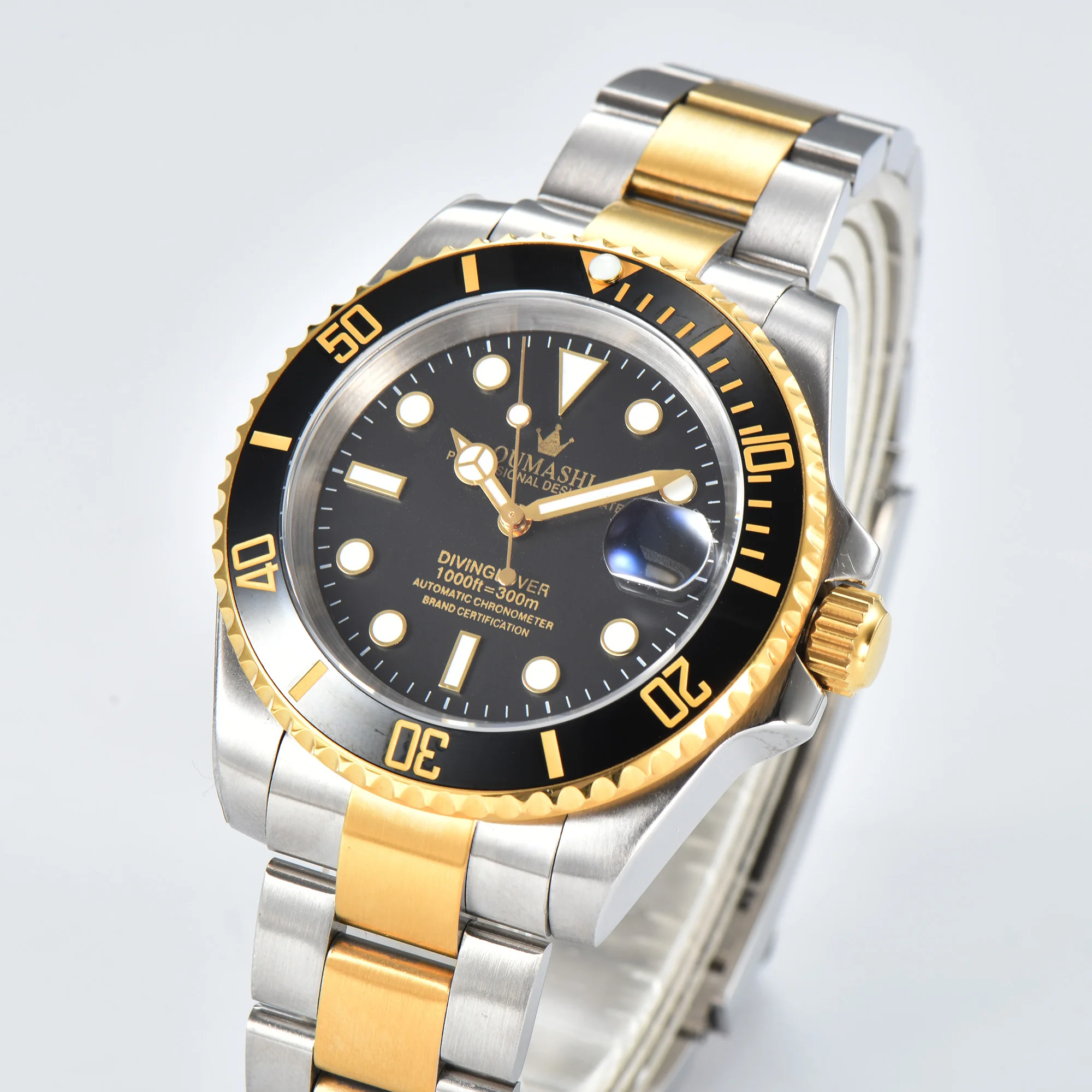 Oumashi iate relógio 40mm relógio mecânico automático de luxo nh35 automático namoro esporte mergulho c3 relógio para homem