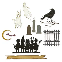 2021 New Halloween Crow Ghost Grave Fence Metal Cutting Dies For DIY Craft Making Paper Greeting Card and Scrapbooking No Stamps