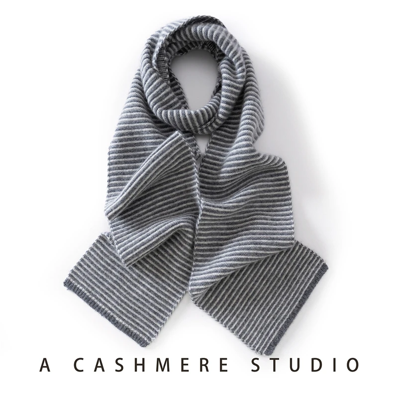 

MVLYFLRT Женский полосатый шарф, вязаный шарф из 100% кашемира на осень и зиму, теплая и удобная защита шеи.