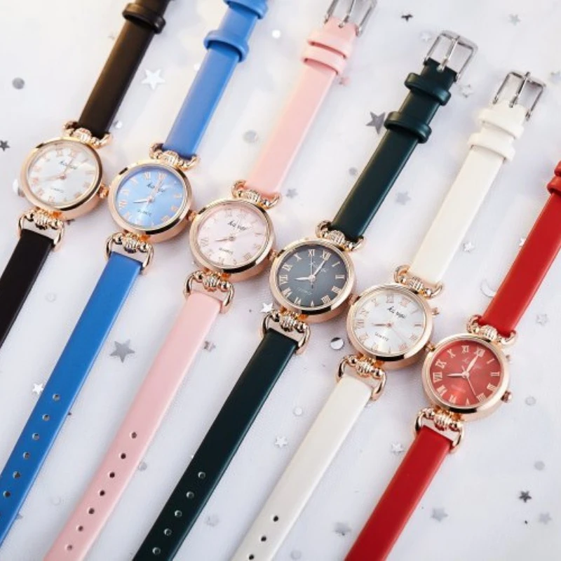 2025 Quartz Watch Women PU Leather Thin Strap Wristwatch Ladies Watches Solid Color Fashion Women Gift Watch Relojes Para Mujer