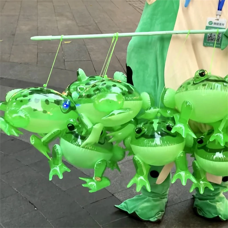 Glowing Inflatable Green Bouncing Frog Toad Ballon Jungle Animal Toy Funny Kids Party Gift Birthday Wedding Decoration
