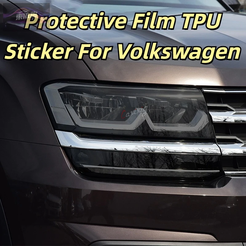 

Car Headlight Protective Film Headlamp Transparent Black TPU Sticker For Volkswagen VW Atlas Teramont 2017 2018 2019 Accessories