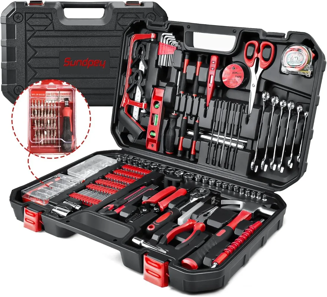 

Sundpey Home Tool Kit 300-Pcs - Household Auto Repair Tool Set - Complete General Hand Tool Kits for Handyman & Precision