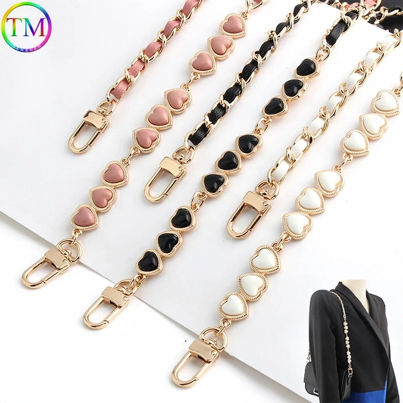 Fashion 65CM 9mm Heart Metal PU Leather Bags Chain For Women Gift DIY Mobile Phone Bags Purse Shoulder Strap Handbag Accessories