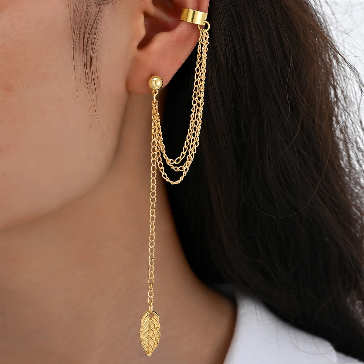 31-teiliges Set Blatt-Ohrclips für Frauen in Goldfarbe, Kreative Einfache C-förmige Ohrklemmen ohne Piercing, Trendiger Modeschmuck, Neue Geschenkideen – Detail 2