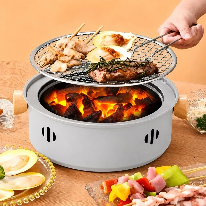 Portable Mini BBQ Grill Stainless Steel Charcoal Desktop Net Camping Picnic Kitchen Accessories Gadgets Tool Kit Sets Extras Pro